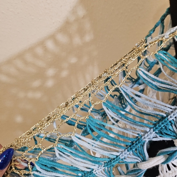 Shoreline Asymmetrical Blue and White Crochet Dress Or Top - Picture 5 of 7